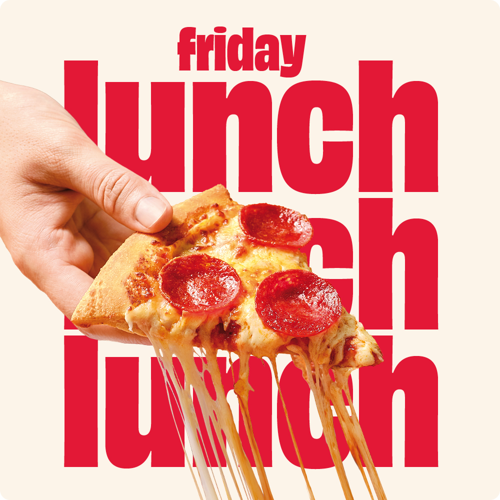 Tijd voor lunch: Domino's is open op vrijdag – neem een pauze van je werk en geniet van pizza.