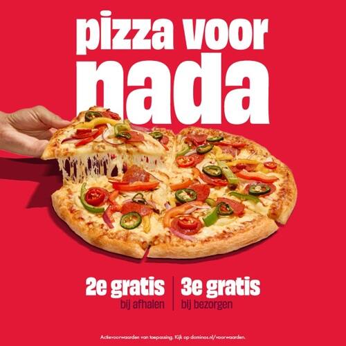 Pizza voor nada: van 16 t/m 25 juni krijg je de 2e pizza gratis bij afhalen & 3e pizza gratis bij bezorgen!