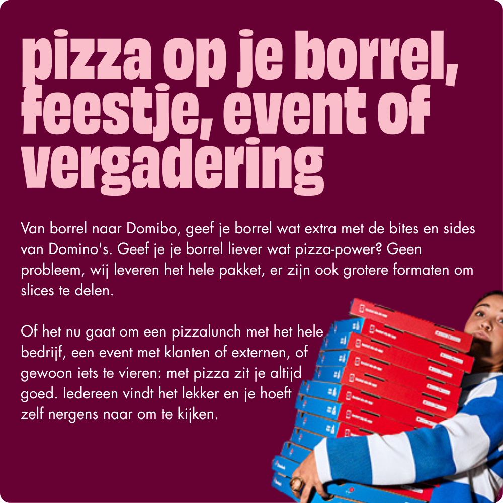 Pizza op je borrel, feestje, event of vergadering