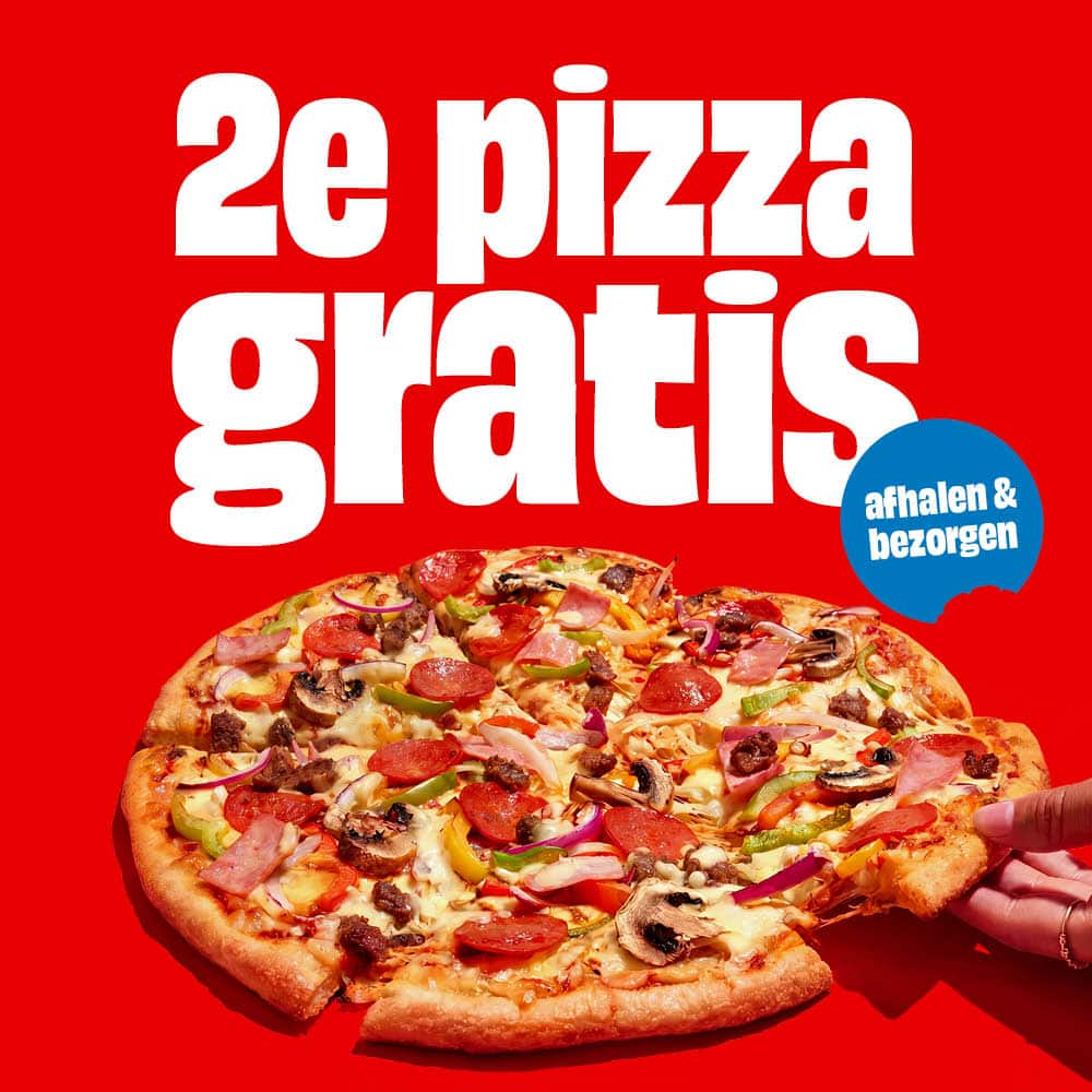 Tweede pizza gratis bij afhalen & bezorgen