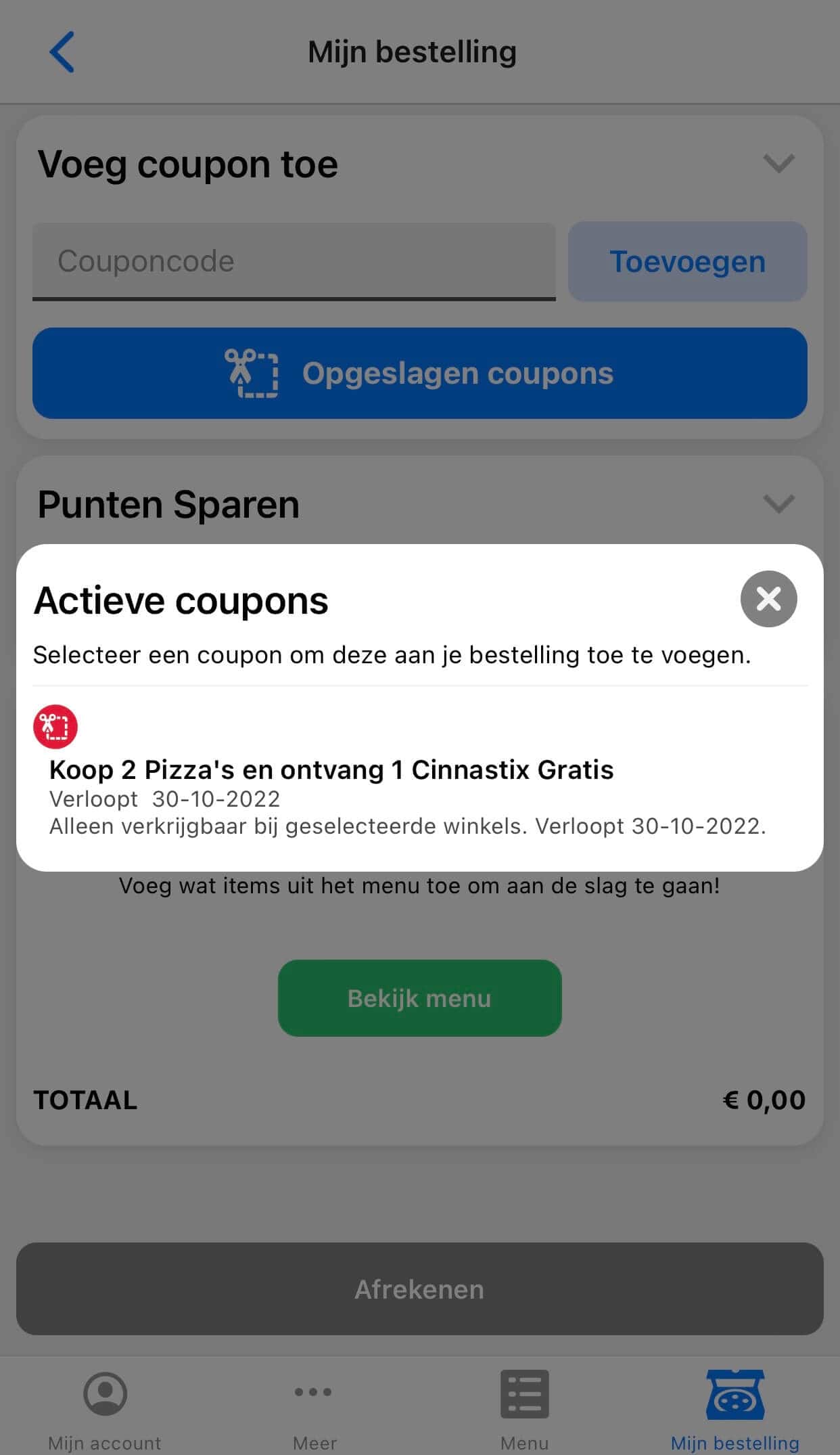 Stap 3. Klik in de lijst van actieve coupons op de coupon die je aan je mandje toe wil voegen
