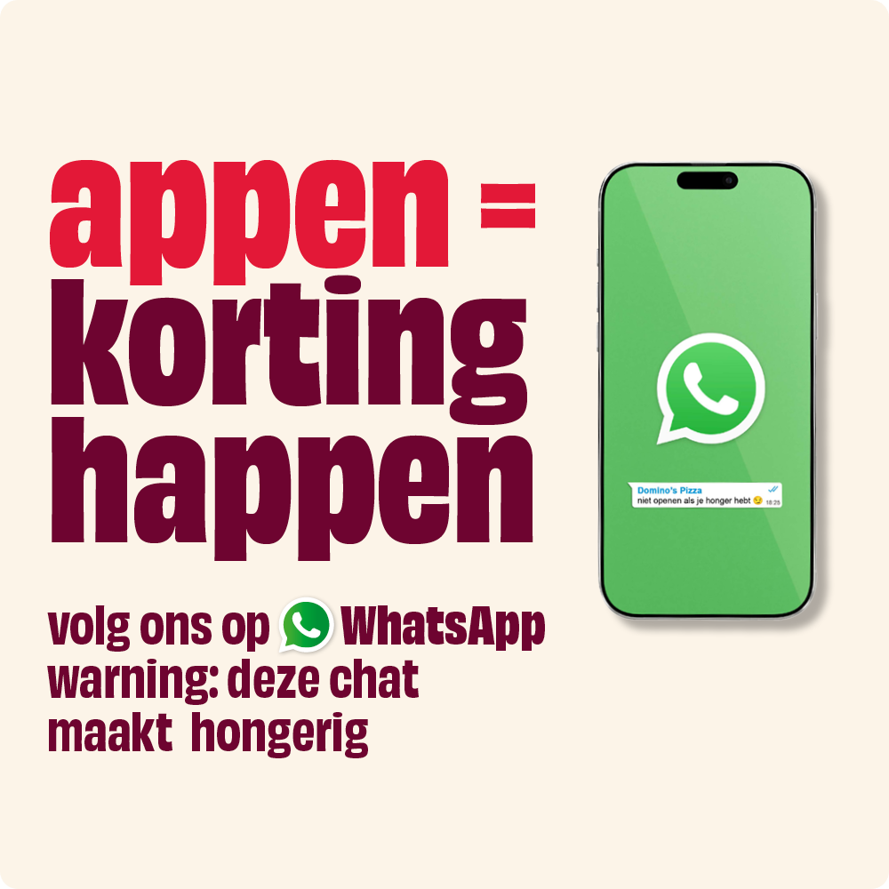 appen = korting happen. volg ons op WhatsApp. Warning: deze chat maakt hongerig